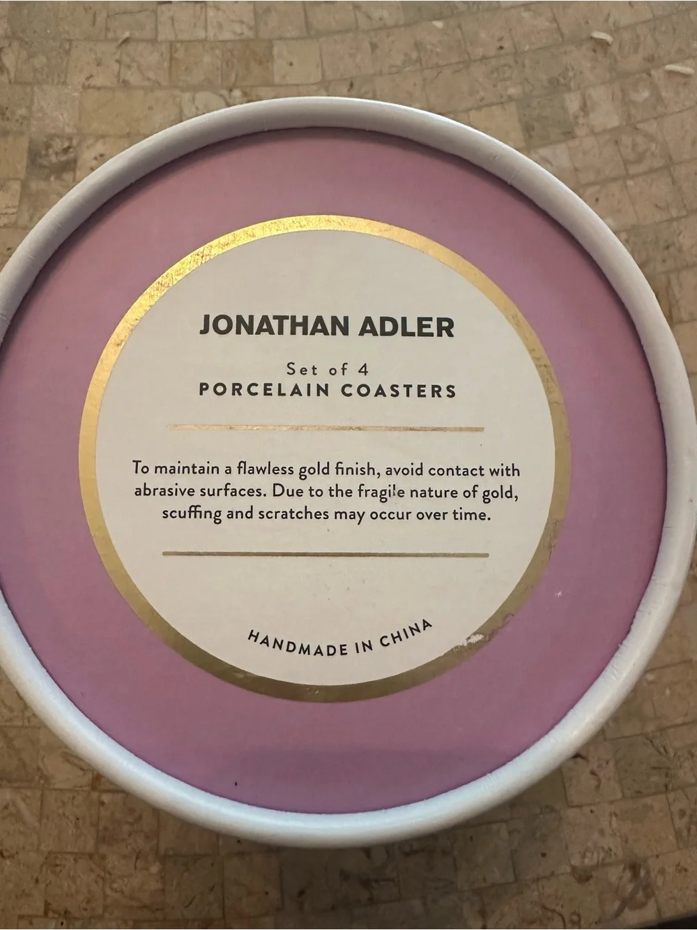 Jonathan Adler Fleur Set of 4 Porcelain Designer Coasters